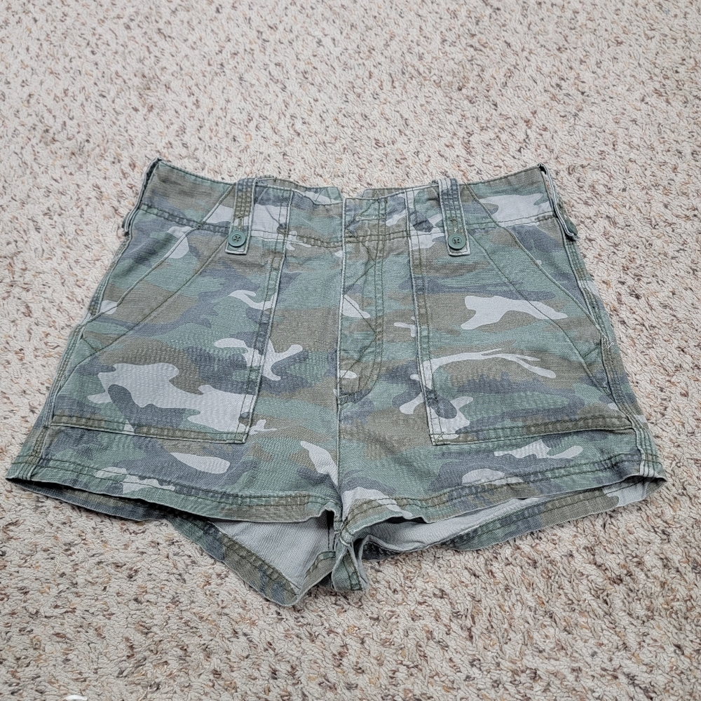 Free People Camouflage High Waist Shorts